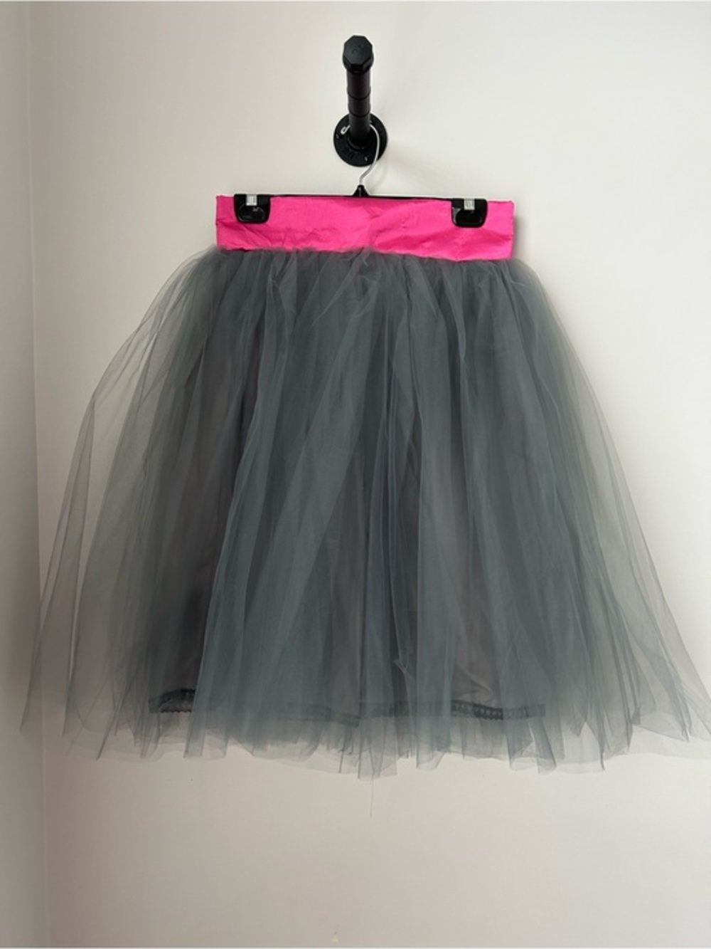Gray Tulle Skirt with Hot Pink Waistband